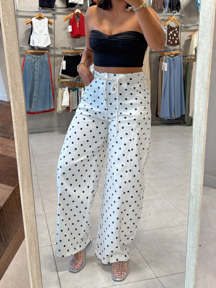 Kare White Polka Dots Jean