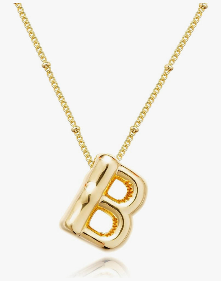 Gold 3D Balloon Initial Necklace