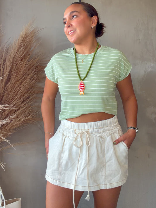 Raissa Sage Striped Top