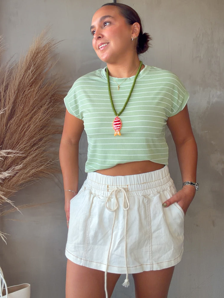 Raissa Sage Striped Top
