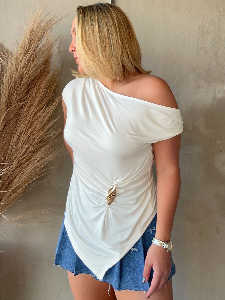 FINAL SALE - Lenni White One Shoulder Top