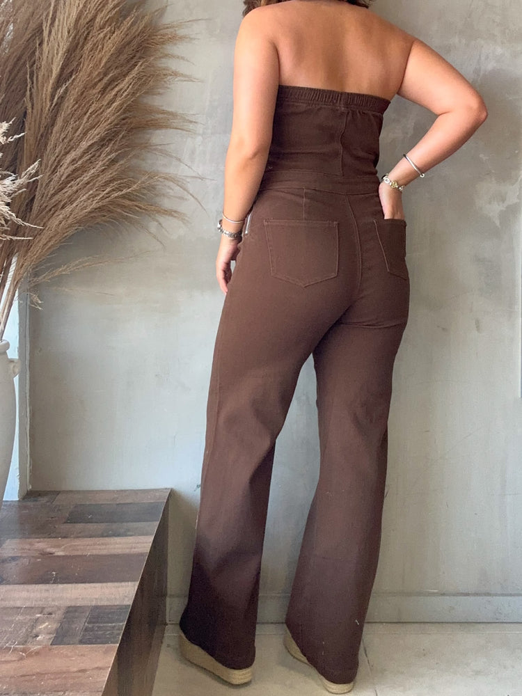 Tess Denim Tube Jumpsuit