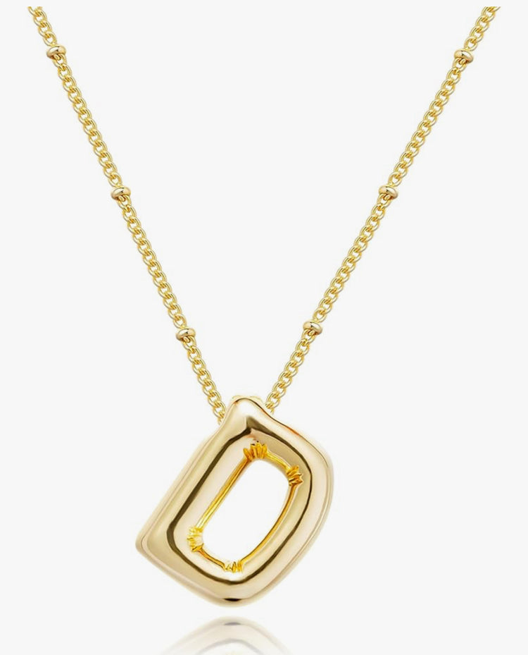 Gold 3D Balloon Initial Necklace