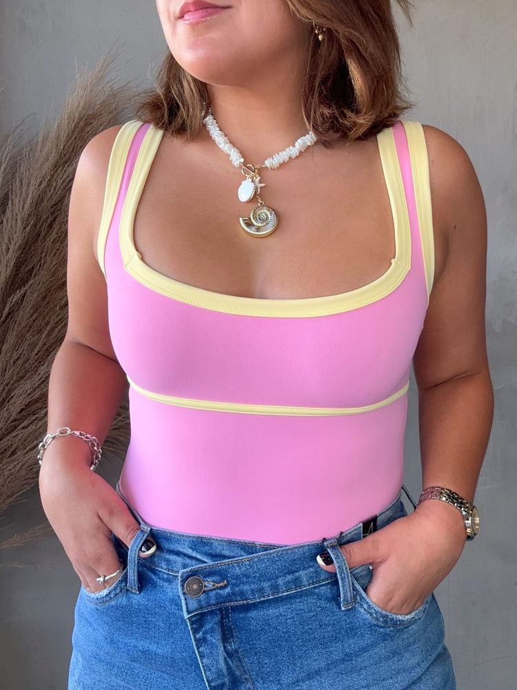 Mila Pink Contrast Bodysuit