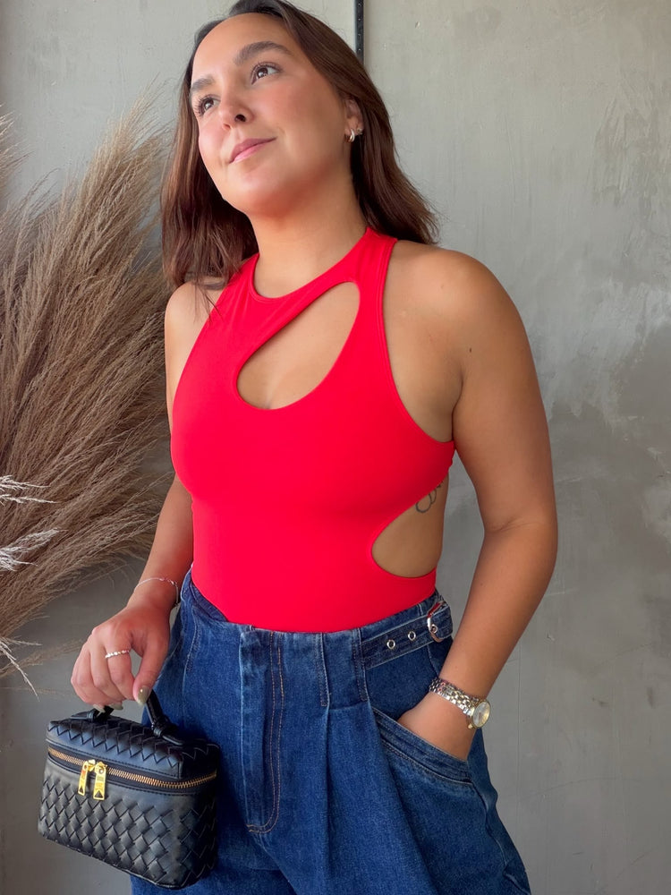 Mercedes Red Cut Out Bodysuit
