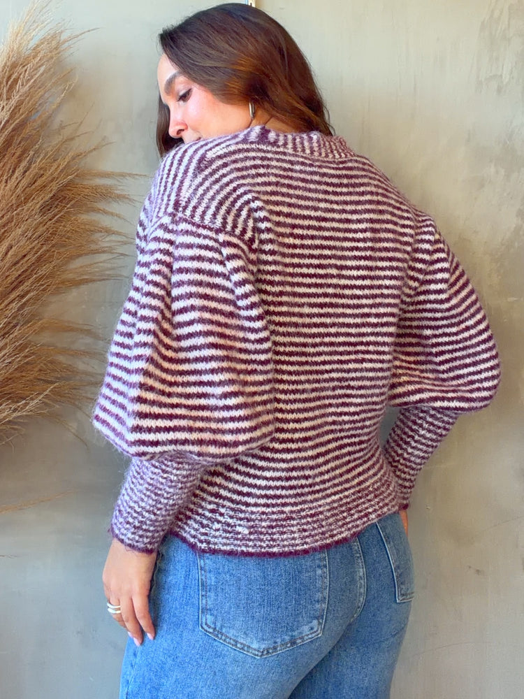Mandarin Striped Wine Sweater