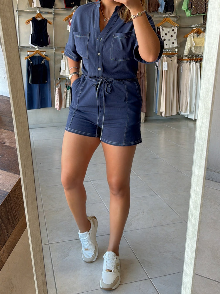 Susana Navy Romper