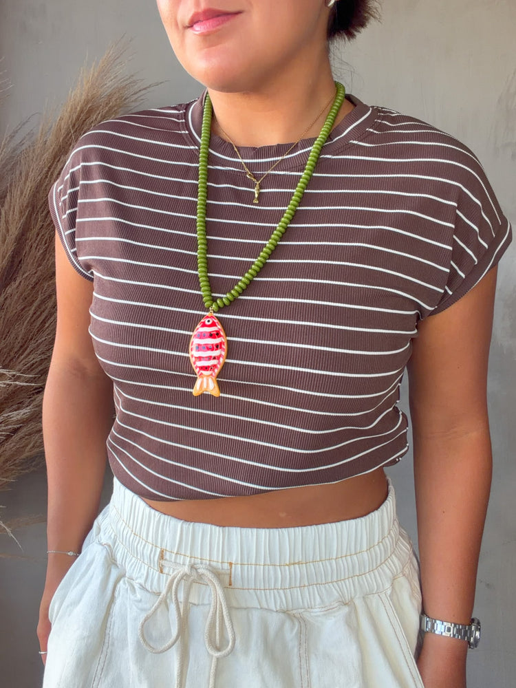 Raissa Mocha Striped Top