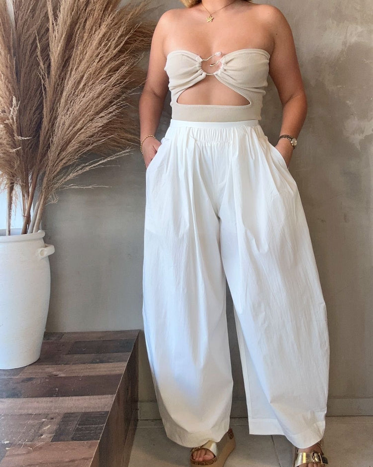 Keyzi White Belted Pants