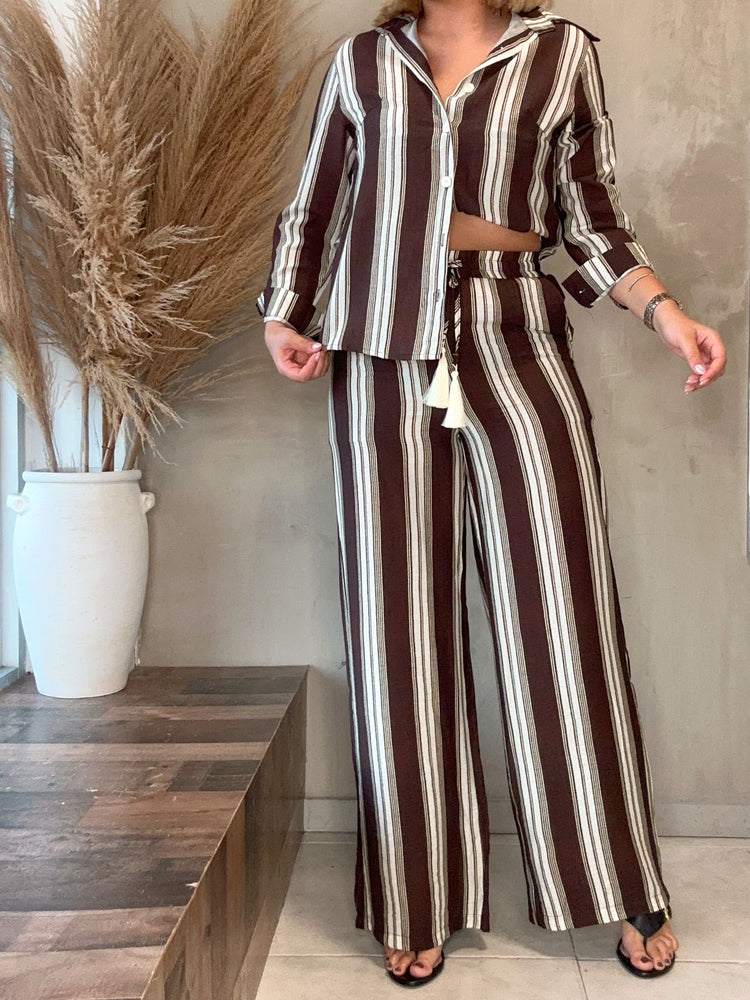 FINAL SALE - Rory Mocha Striped Set