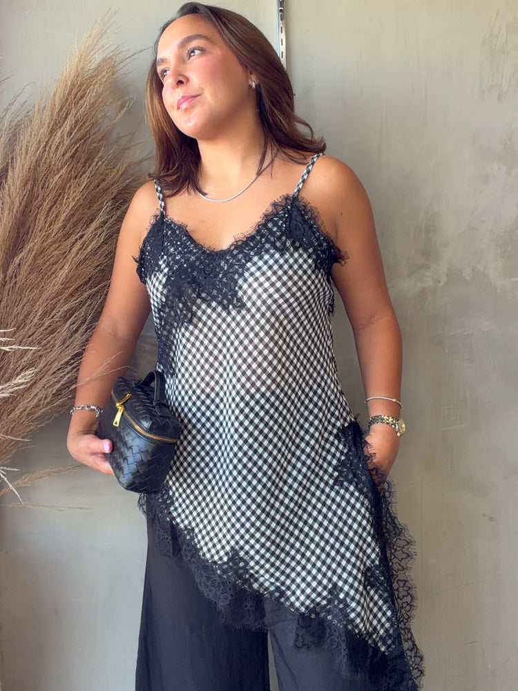 Lúa Plaid Lace Blouse