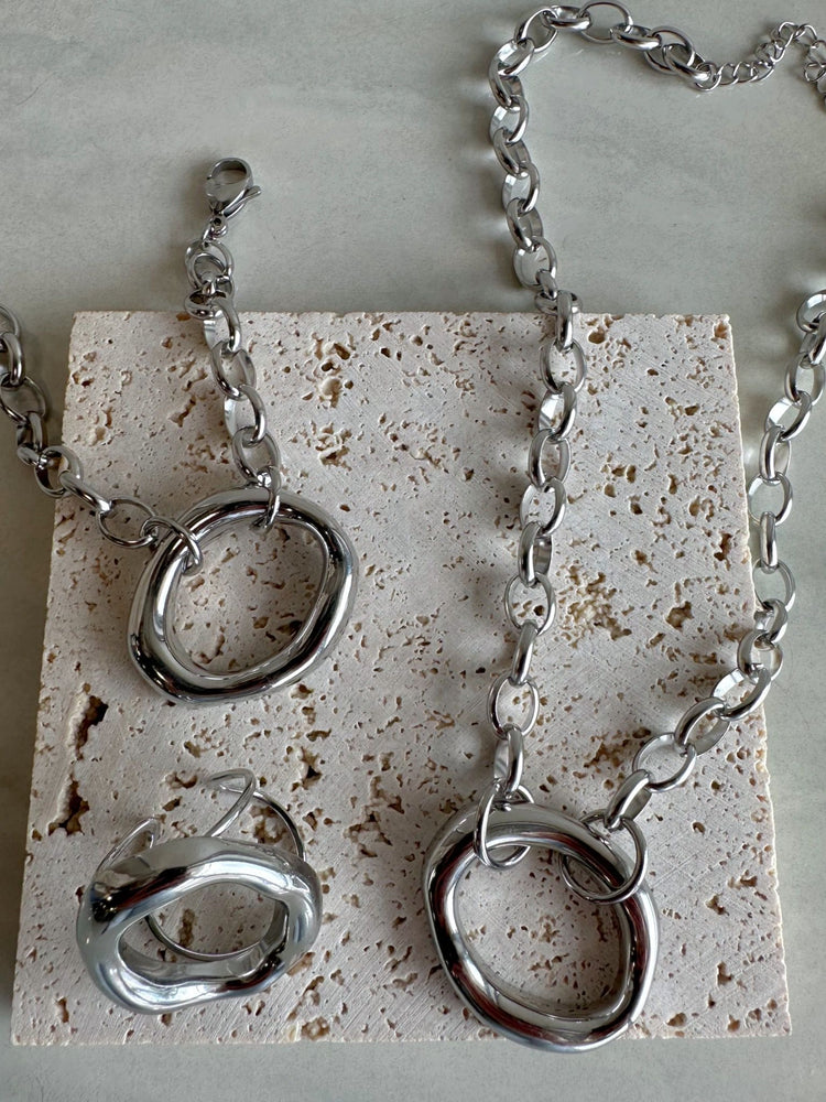 Stainless Steel 3pcs Set (ring, necklace, bracelet)