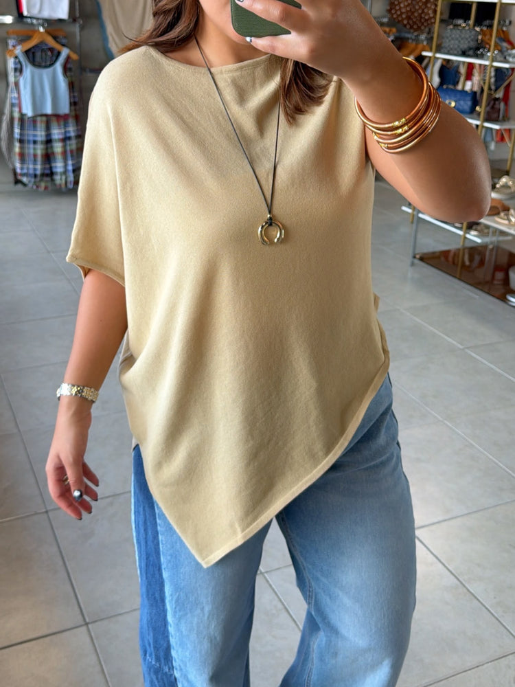 Lydia Beige Asymmetrical Blouse