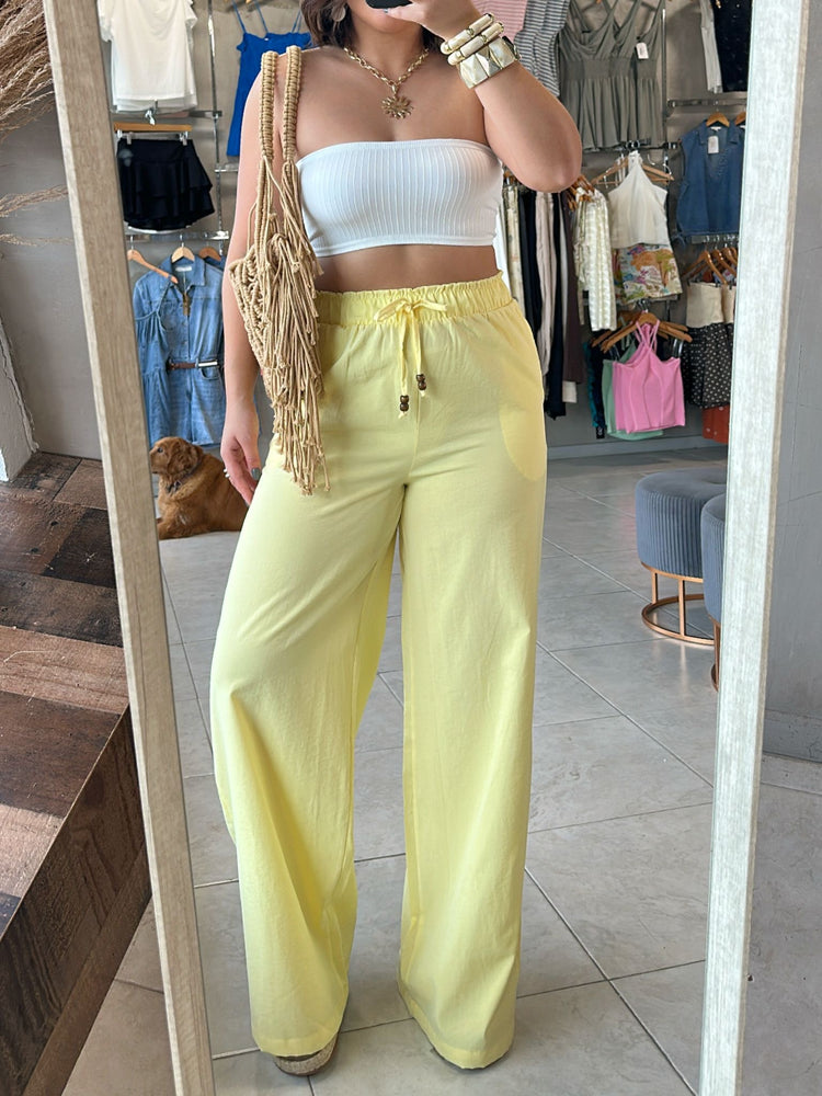Melina Yellow Linen Pants