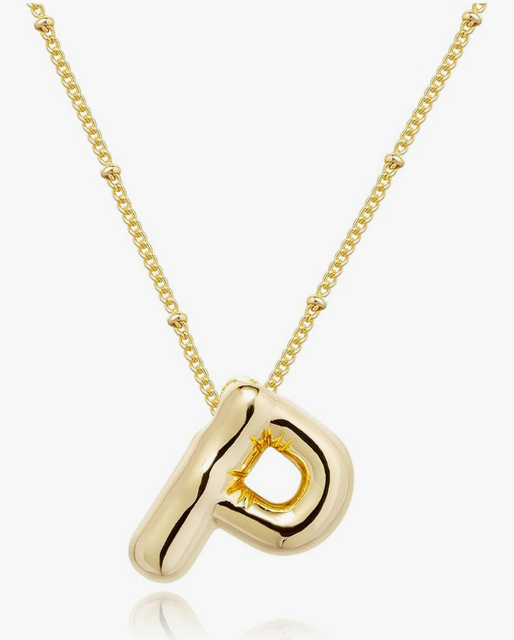Gold 3D Balloon Initial Necklace