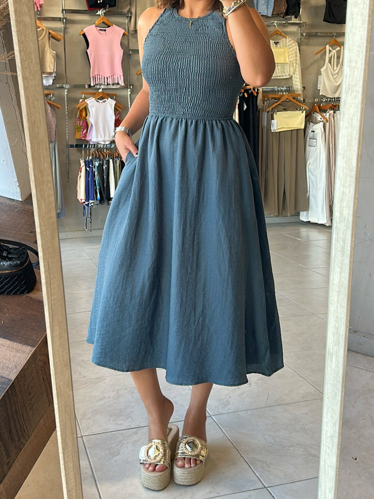Alyssa Blue Midi Dress