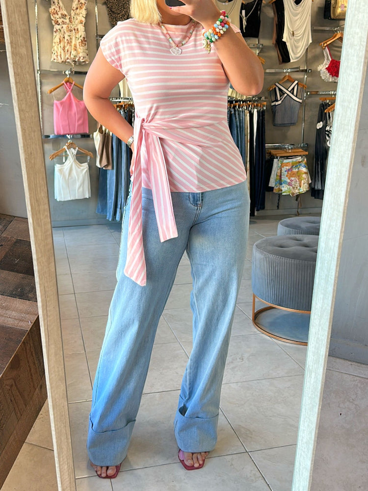 Cindy Pink Striped Top