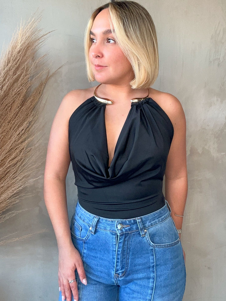 FINAL SALE - Sylvie Gold Detailed Bodysuit