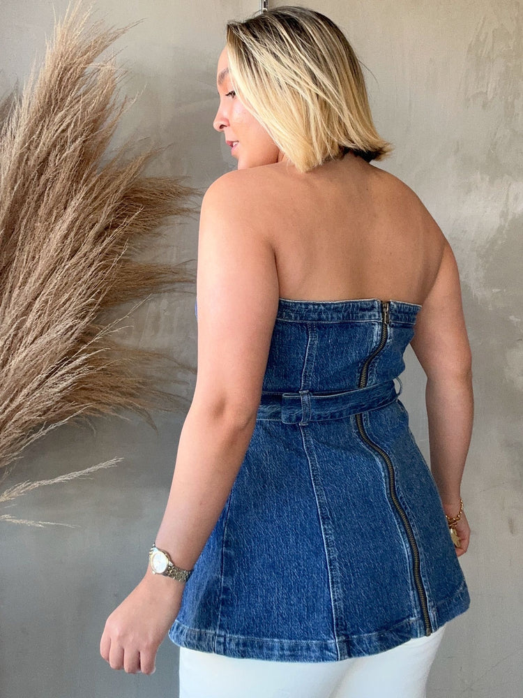 Hollie Denim Belted Top