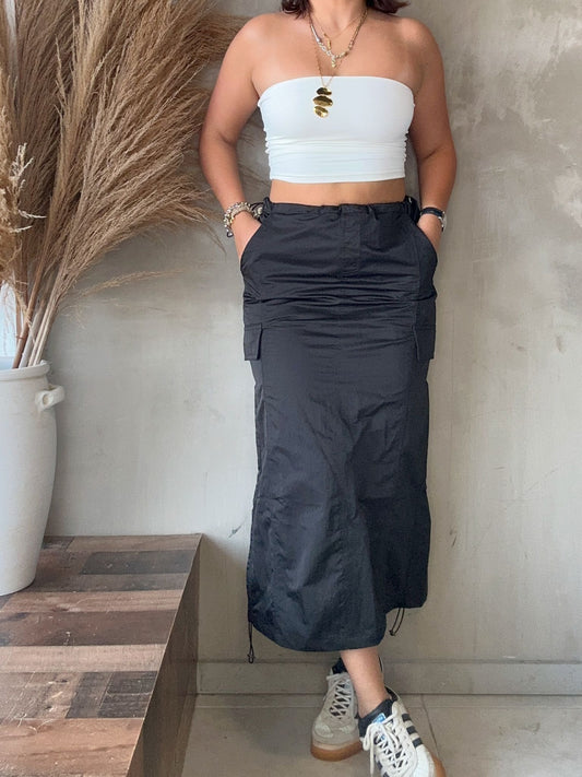 FINAL SALE - Black Cargo Skirt