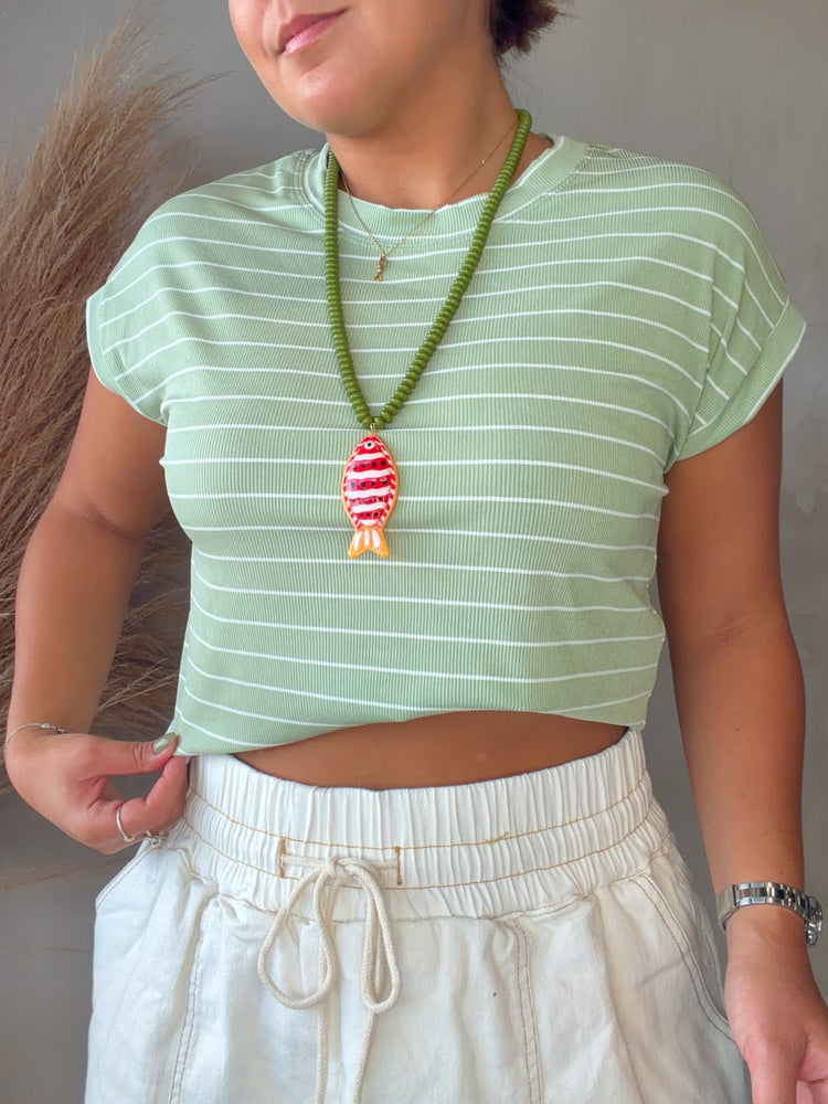 Raissa Sage Striped Top