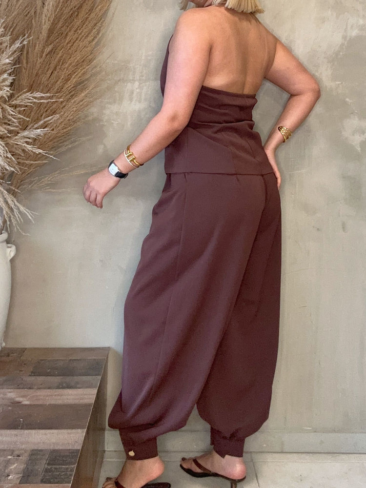 FINAL SALE - Liara Brown Vest & Pants Set