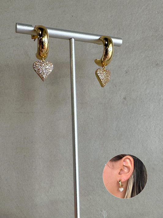Crystal Heart Hoops