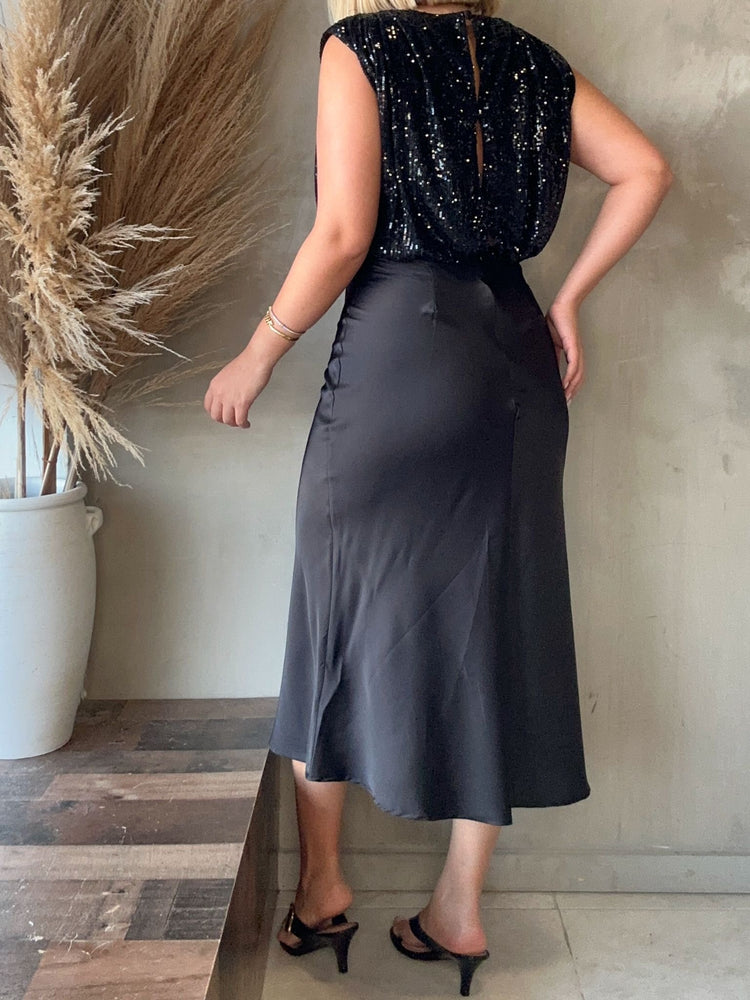 FINAL SALE - Aimee Sequins Black Dress
