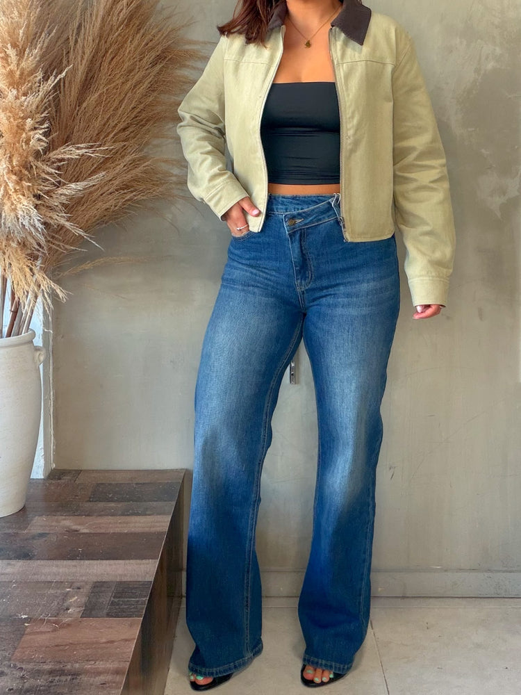 Khaki Corduroy Detailed Jacket