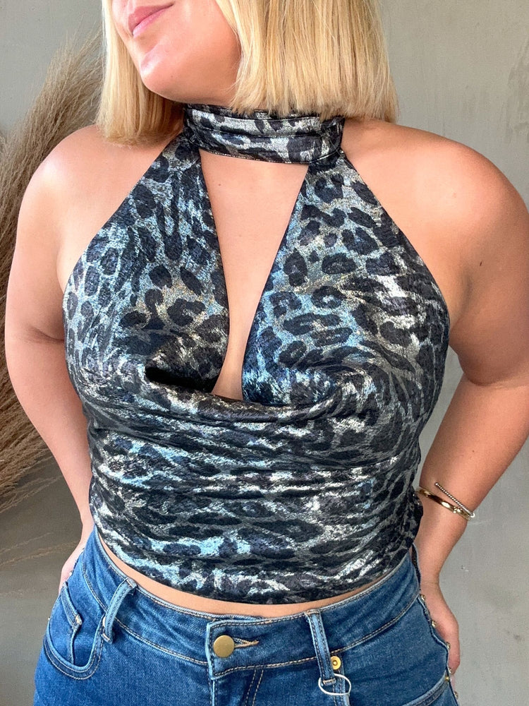 FINAL SALE - Viviana Leopard Cowl Neck Top