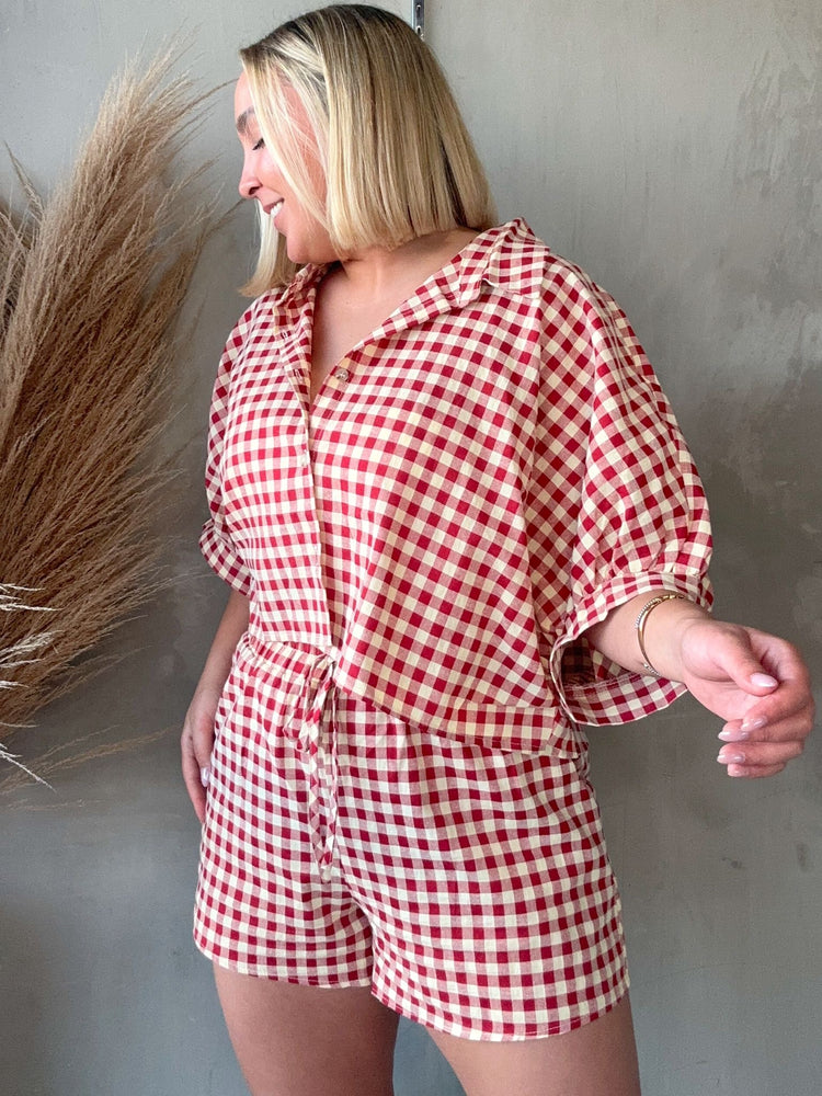 FINAL SALE - Gingham Top & Shorts Set