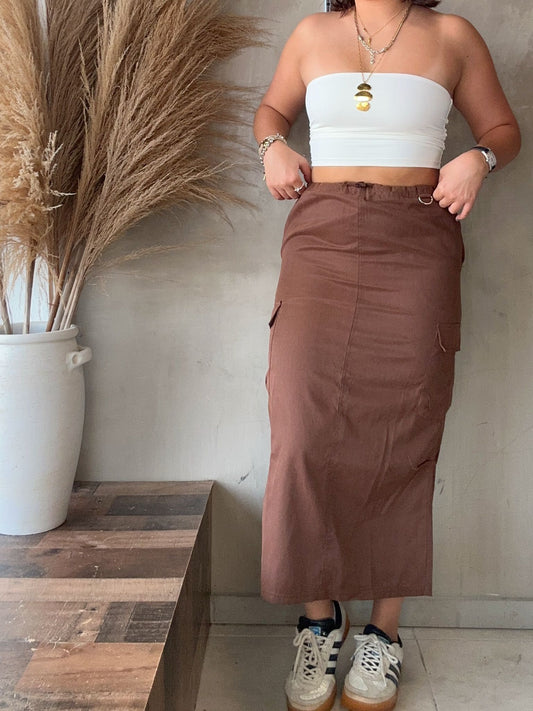 FINAL SALE - Brown Cargo Skirt