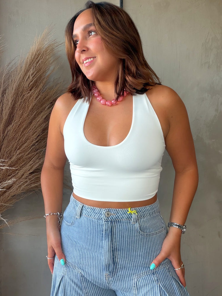 Nina White Halter Top
