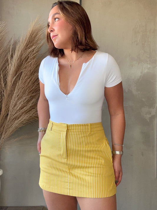 Zoe Yellow Striped Skort