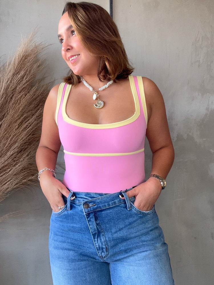 Mila Pink Contrast Bodysuit