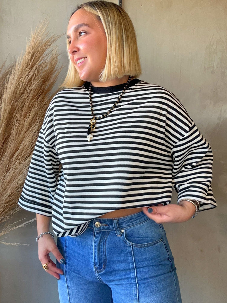 Striped Cut Out Back Top