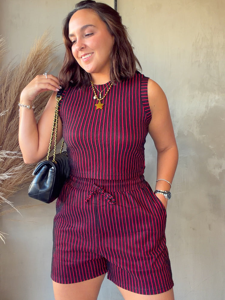 Janet Wine Striped Set