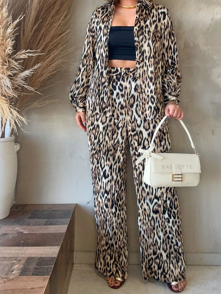 FINAL SALE - Enid Leopard Pleated Set