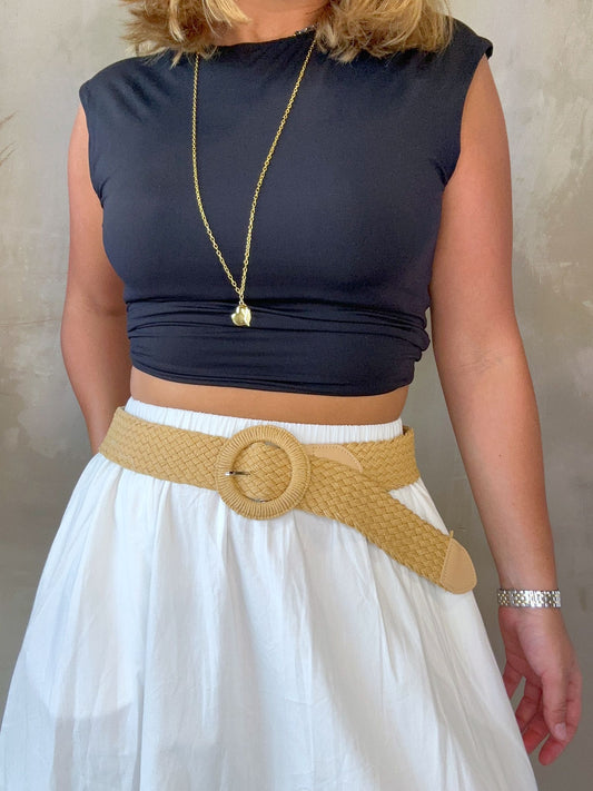 Raffia Tan Belt
