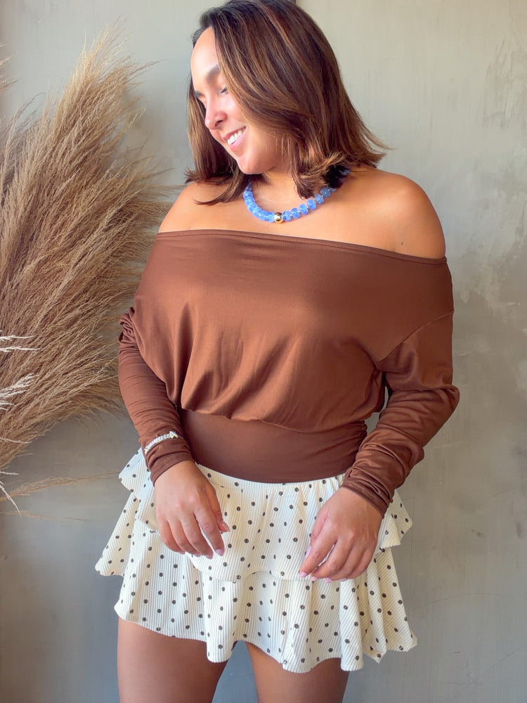 Hera Chocolate Off Shoulder Top