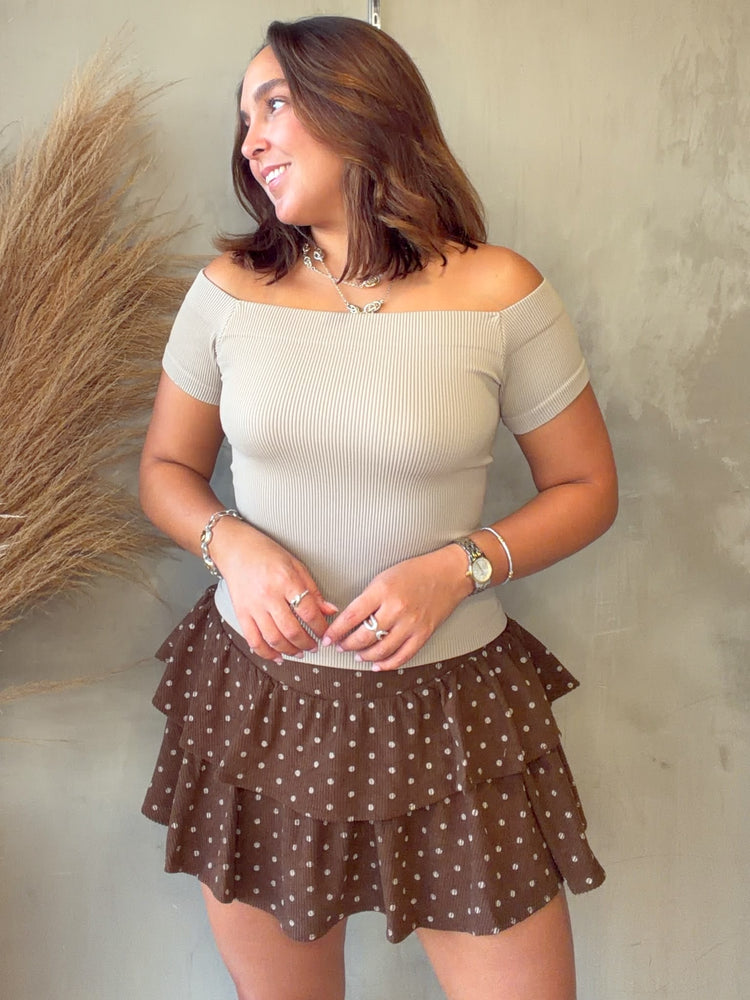 Arlette Beige Off Shoulder Basic
