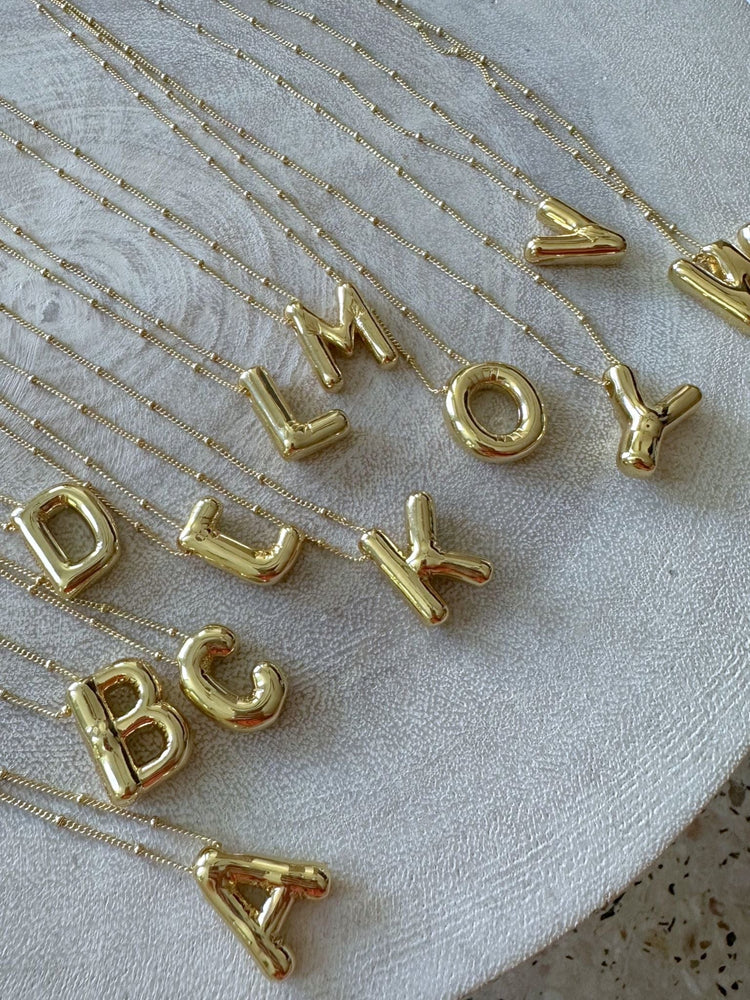 Gold 3D Balloon Initial Necklace