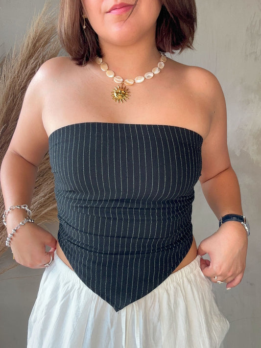 Camellia Black Striped Top