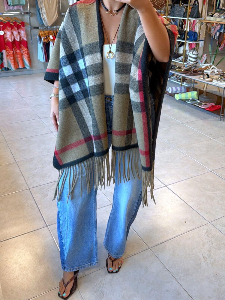Giulia Plaid Poncho