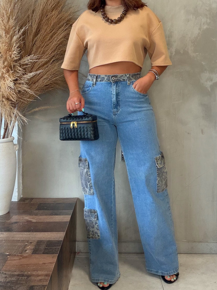 Amelie Leopard Cargo Jean