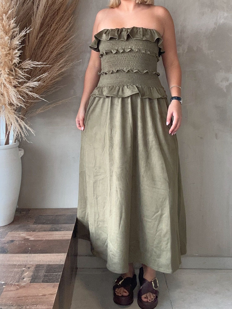 FINAL SALE - Milena Olive Suede Dress
