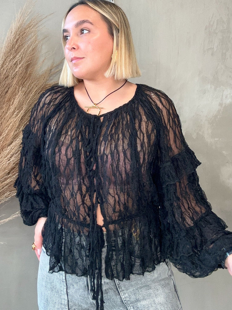 FINAL SALE - Jenna Black Ruffled Top