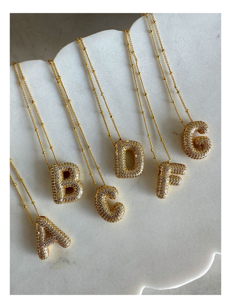 Gold Balloon Rhinestones Initial