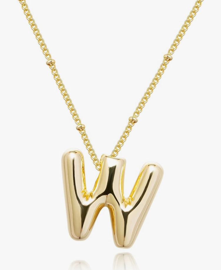Gold 3D Balloon Initial Necklace