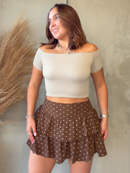 Zoe Brown Polka Dots Skort